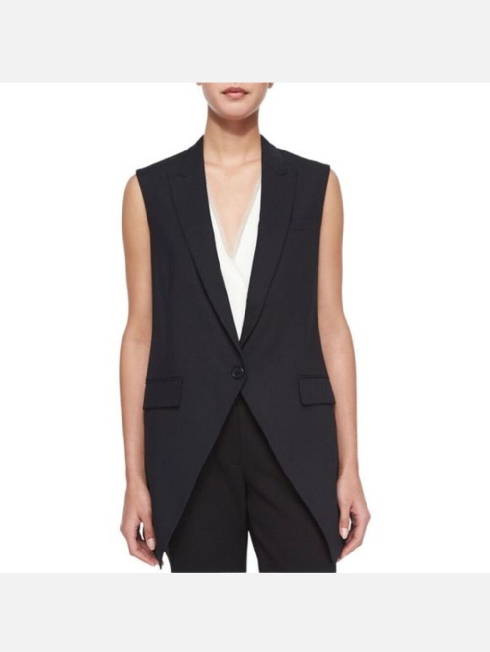 Theory Black Longline Flavio Vest Size 10 EUC